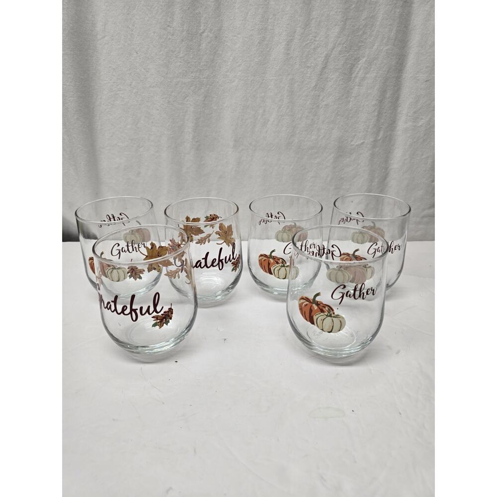 Fall Leaves Roly Poly Glasses, Fall Decor, Autumn Glasses, Set Of 6